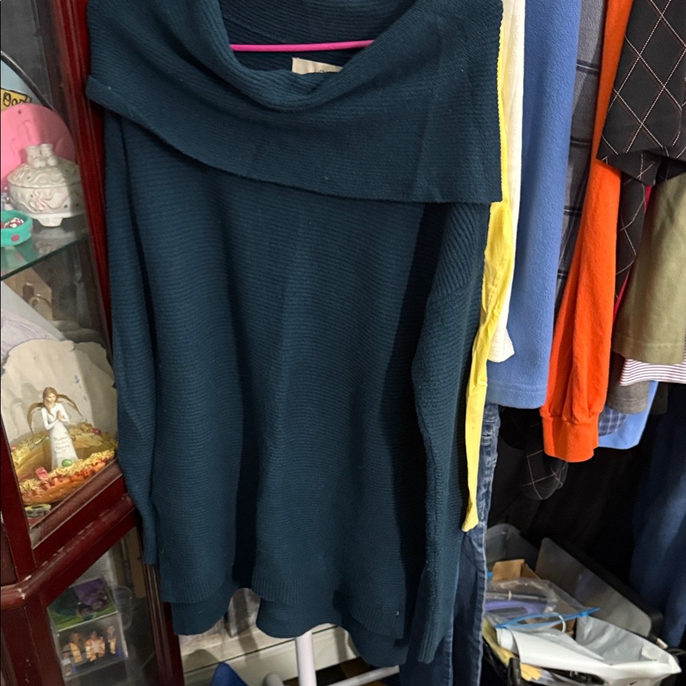 LOFT Deep Teal Cowl Neck Sweater